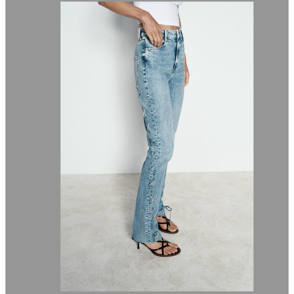 Zara Denim - Zara Slim Jeans with side lacing Z1975 Size 38 EU 6 US